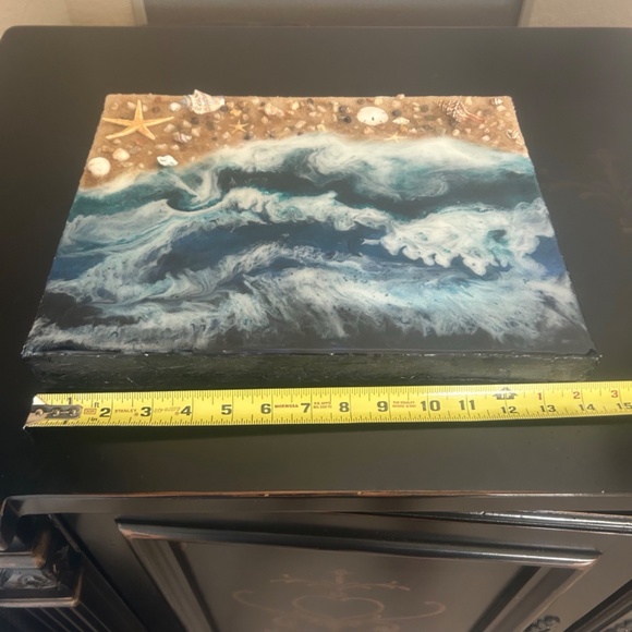 Handmade Ocean Resin Art on Canvas. NWOT - Picture 3 of 5